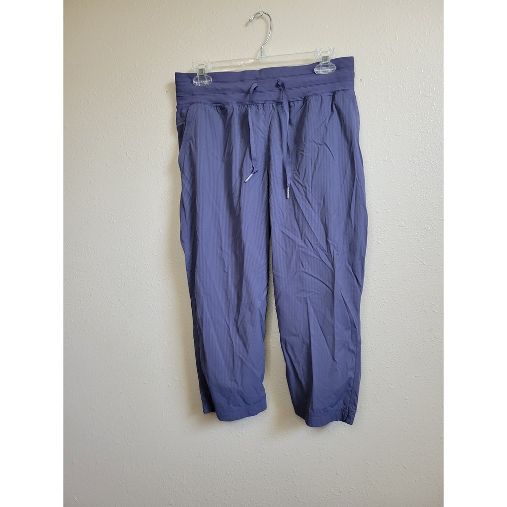 Lululemon Dance Studio Crop Pants Purple Blue Pinstripe Joggers Size 8
